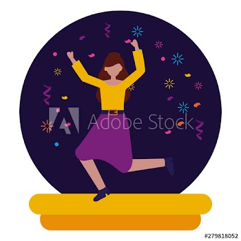 celebrating woman character party confetti