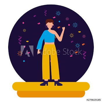 celebrating woman character party confetti