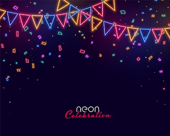 Celebration background in neon style Free Vector