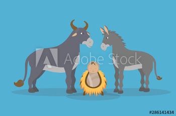 celebration merry christmas manger flat design