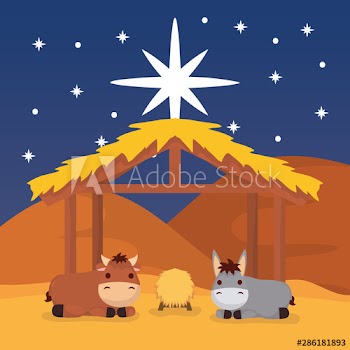 celebration merry christmas manger flat design