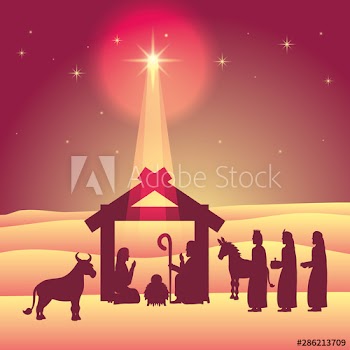 celebration merry christmas manger flat design