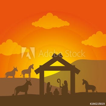 celebration merry christmas manger flat design