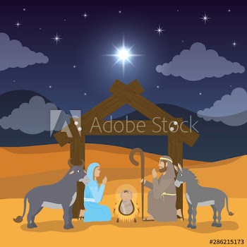 celebration merry christmas manger flat design