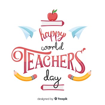 Celebration of world teacher's day cartoon Free Vector