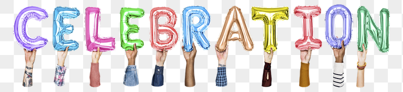 Celebration word png, hands holding | Free PNG - rawpixel