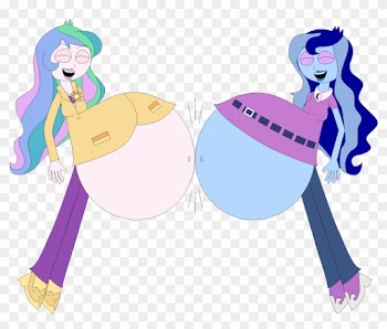 Celestia And Luna Belly Bump By Angry-signs - Equestria Girls By Angry Signs Deviantart