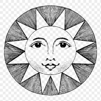 Celestial sun png drawing, vintage | Free PNG - rawpixel