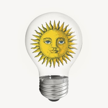 Celestial sun sticker, light bulb | Free PSD - rawpixel