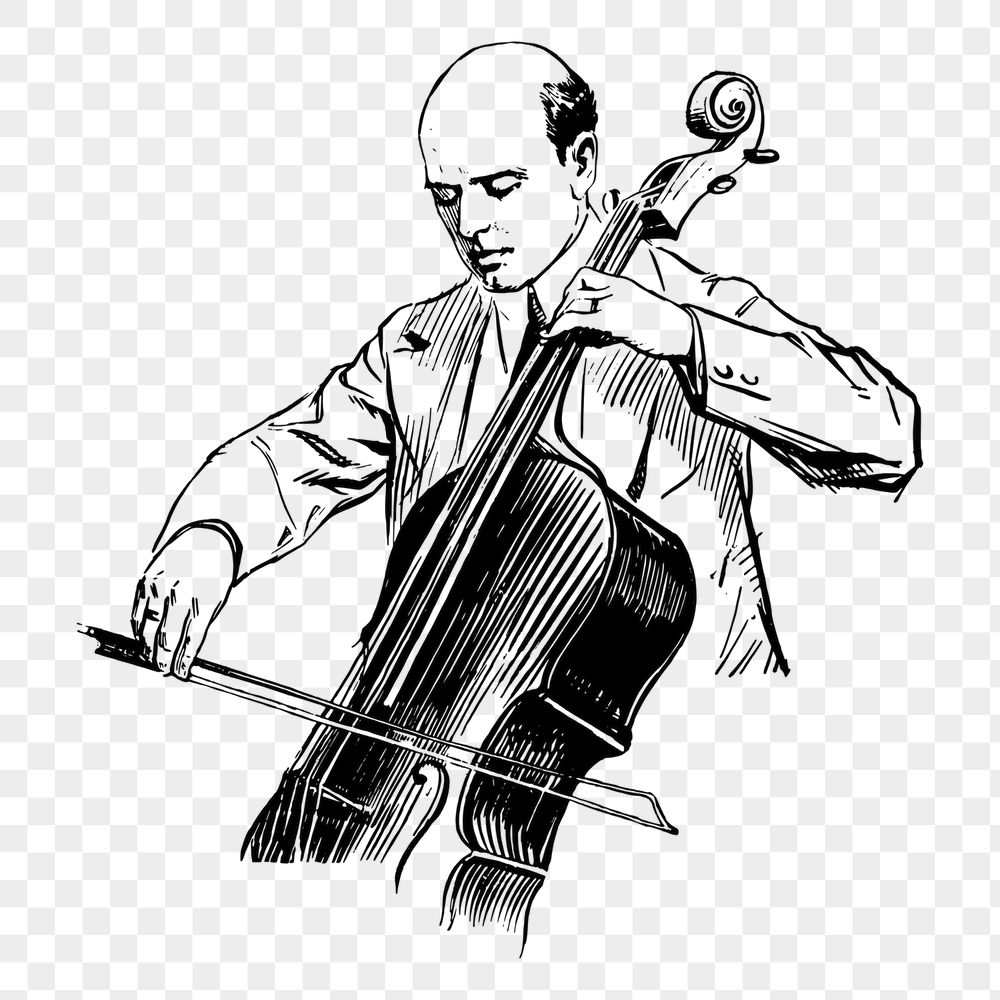 Cellist man png sticker, music | Free PNG - rawpixel