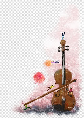 Cello Violin family Illustration, Cartoon painted violin transparent background PNG clipart