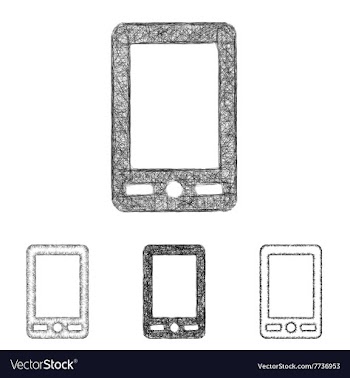Cellphone icon set - sketch line art vector image