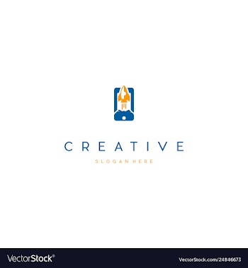 Cellphone rocket creative business logo design vector image