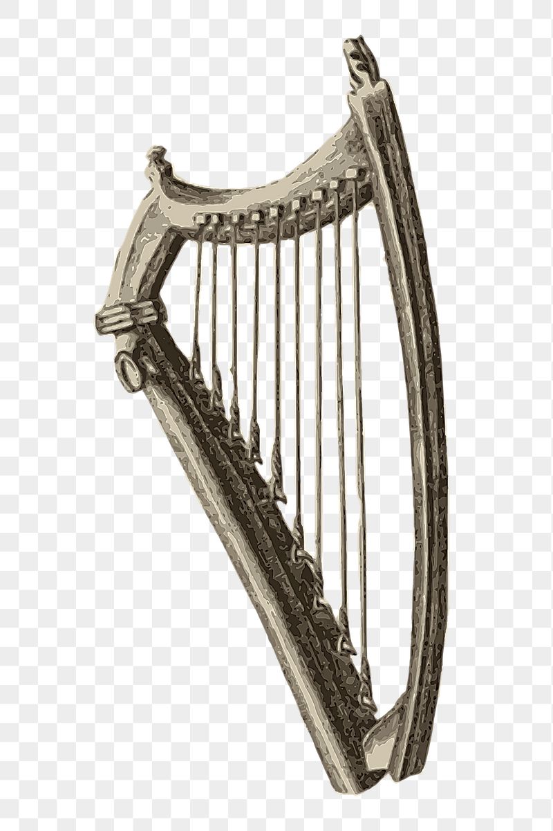 Celtic harp png sticker illustration, | Free PNG - rawpixel