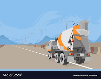 Cement truck construction scene vector image