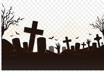 Cemetery Icon - Halloween Horror bats decorate graves 