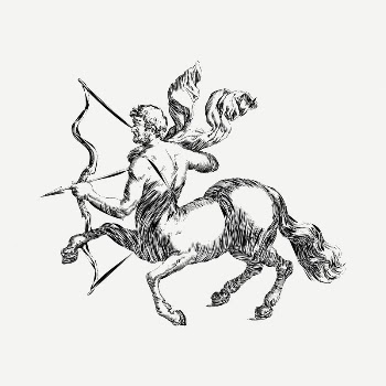 Centaur collage element, black & | Free PSD - rawpixel