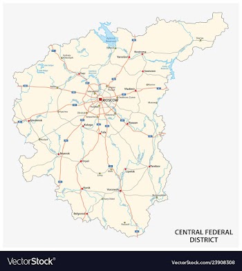  					Central federal district road map vector image														