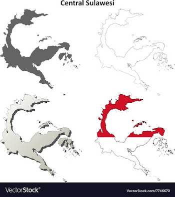 Central Sulawesi blank outline map set vector image