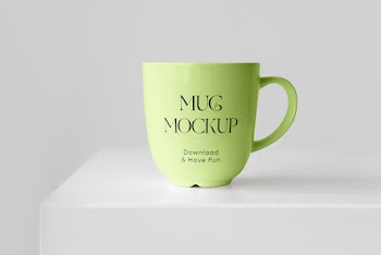 Ceramic Mug on Cube Mockup