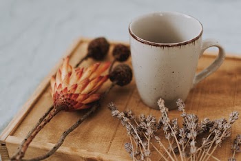 Ceramic Mug on Wooden Tray