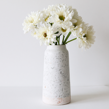 Ceramic Vase with White Flowers