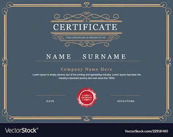  					Certificate achievement frame border elegant vector image														