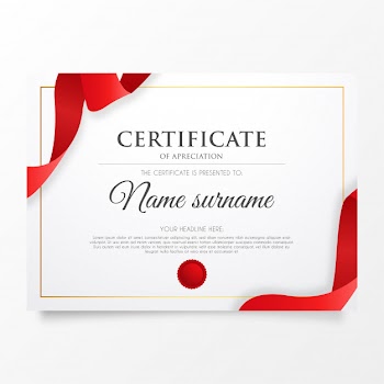Certificate of appreciation with red ribbon Free Vector