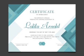 Certificate template with geometric concept Free Vector