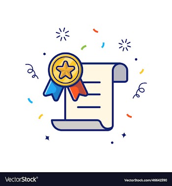 certificate with badge cartoon