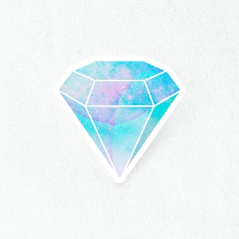 Cerulean blue crystal diamond shaped sticker with white border | Free  illustration - 2342810