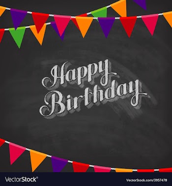  					Chalk Happy Birthday emblem and flags vector image														
