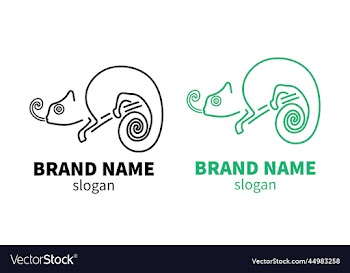 chameleon line art logo design