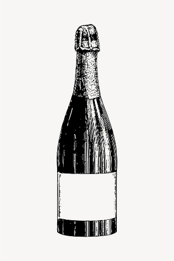 Champagne bottle drawing, object illustration | Free PSD - rawpixel