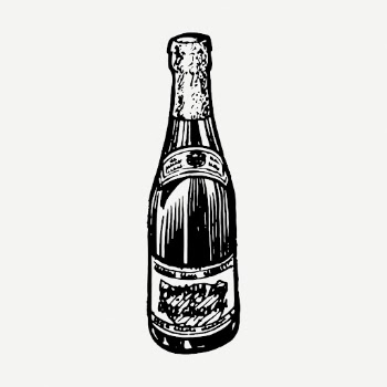 Champagne bottle drawing, vintage object | Free PSD - rawpixel