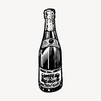 Champagne bottle drawing, vintage object | Free Vector - rawpixel