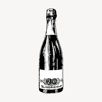 Champagne bottle hand drawn clipart, | Free Vector Illustration - rawpixel