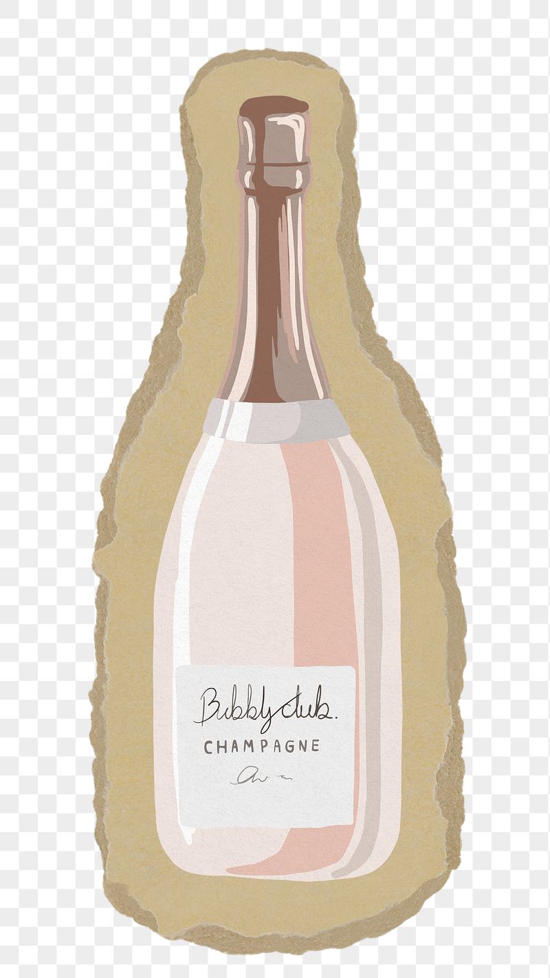Champagne bottle png sticker, torn | Free PNG - rawpixel