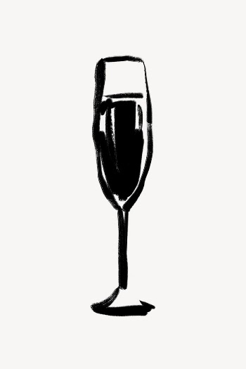 Champagne glass ink brush, doodle | Free Photo - rawpixel