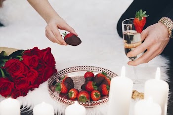 Champagne Strawberries And Roses