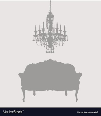 Chandelier and french lounge chair vector image