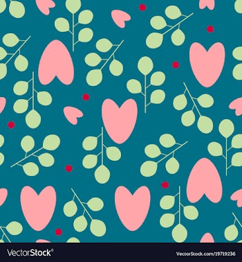 Chaotic seamless pattern hearts and leaves on a vector image
