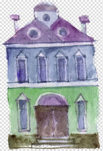 Chapel Watercolor painting Purple, castle transparent background PNG clipart