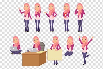 Character Animation Hijab, Animation transparent background PNG clipart