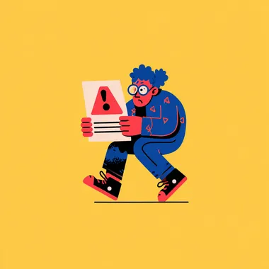 Character Holding Warning Sign Character Holding Warning Sign