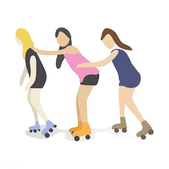 Character illustration of girls rollerskating | Free stock vector - 384925