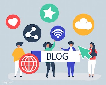 Character illustration of people holding blog.. | Free stock vector - 478798