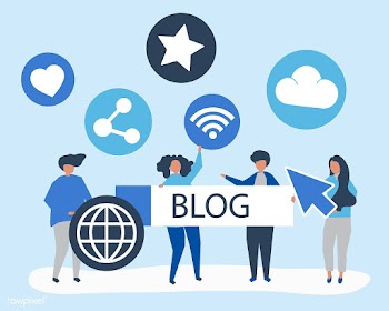 Character illustration of people holding blog.. | Free stock vector - 478804