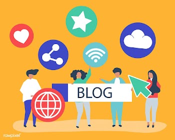Character illustration of people holding blog.. | Free stock vector - 479466