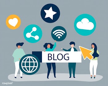 Character illustration of people holding blog.. | Free stock vector - 480301
